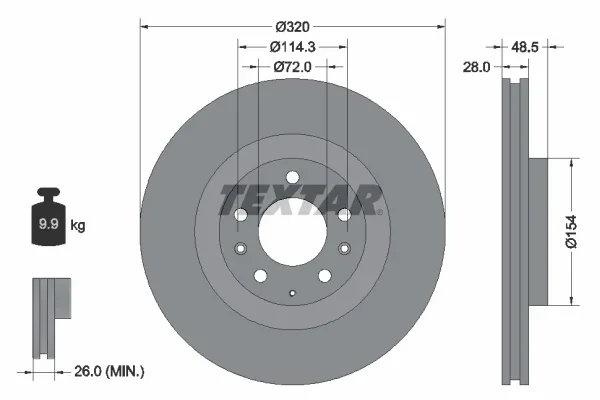 Brzdový kotouč TEXTAR 92203403