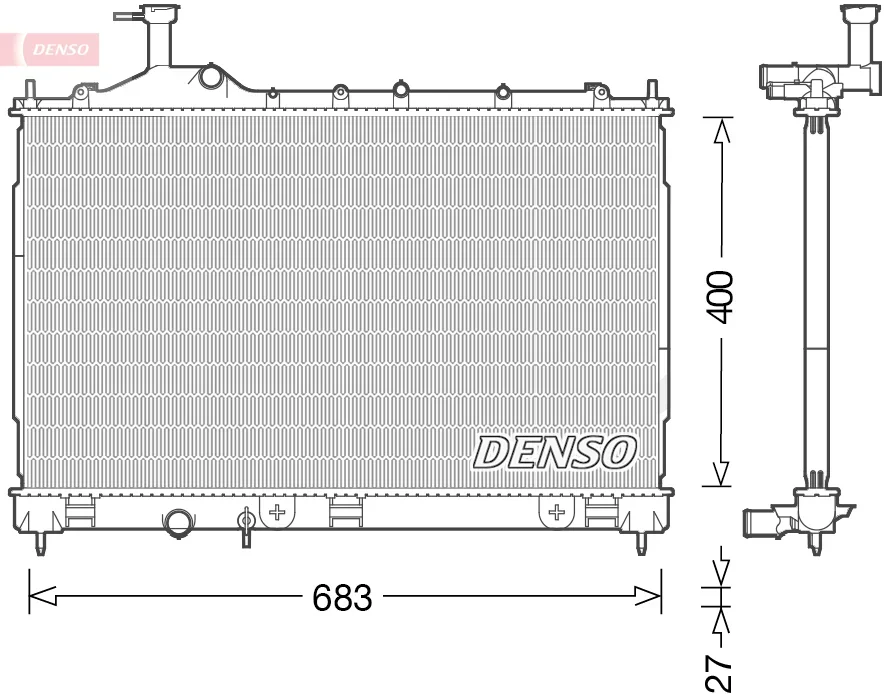 Chladič, chlazení motoru DENSO DRM45038 – OE 1350A604 Chladič, chlazení motoru DENSO DRM45038 – OE 1350A604