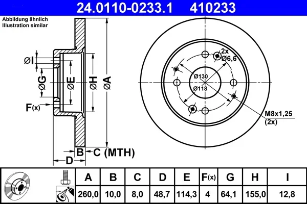 Brzdový kotouč ATE 24.0110-0233.1