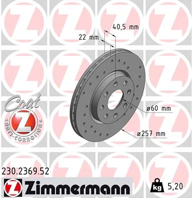 Brzdový kotouč ZIMMERMANN 230.2369.52