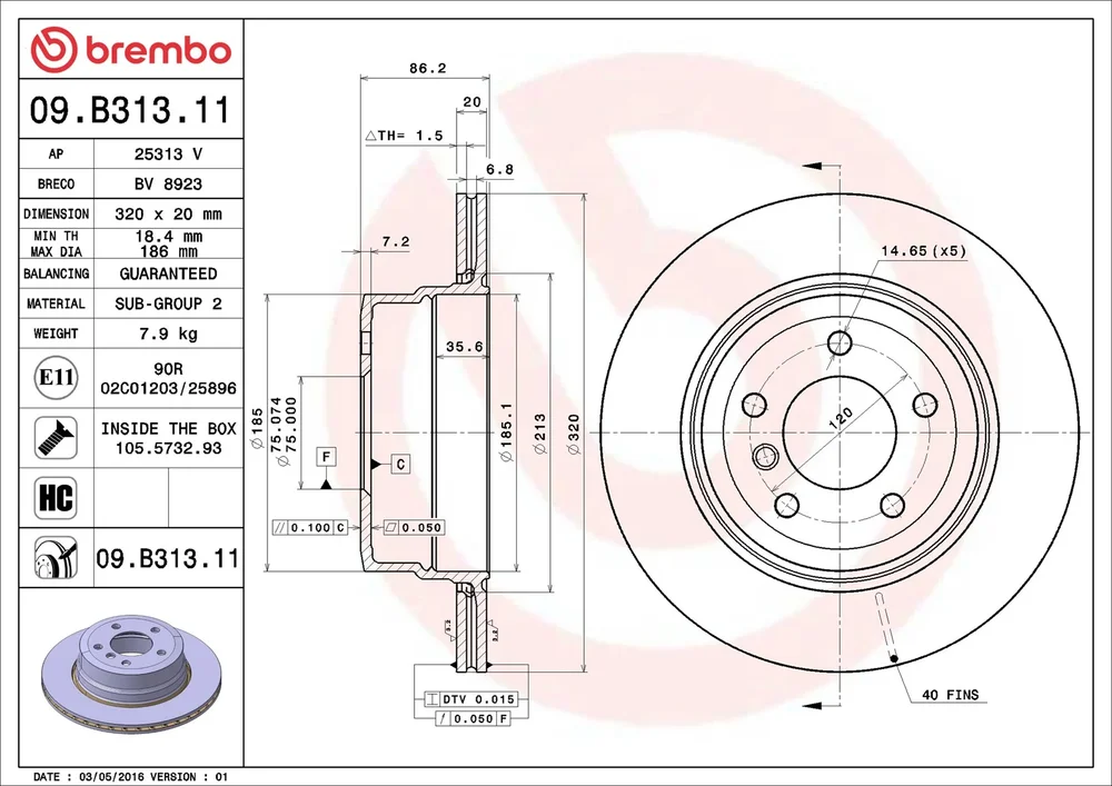 Brzdový kotouč BREMBO 09.B313.11