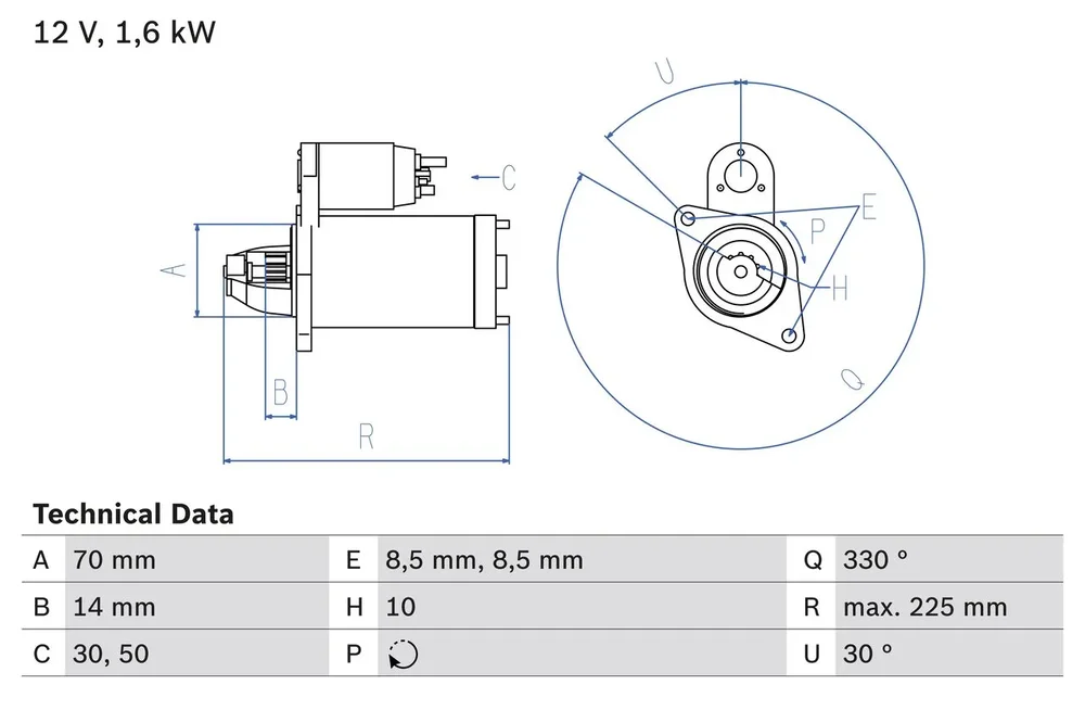 BO 0986021260 Startér BOSCH-výměnný díl