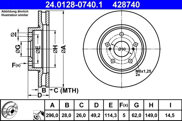 Brzdový kotouč ATE 24.0128-0740.1 – OE 43512-30310