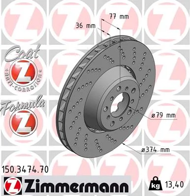 Brzdový kotouč ZIMMERMANN 150.3474.70 – OE 34112282806