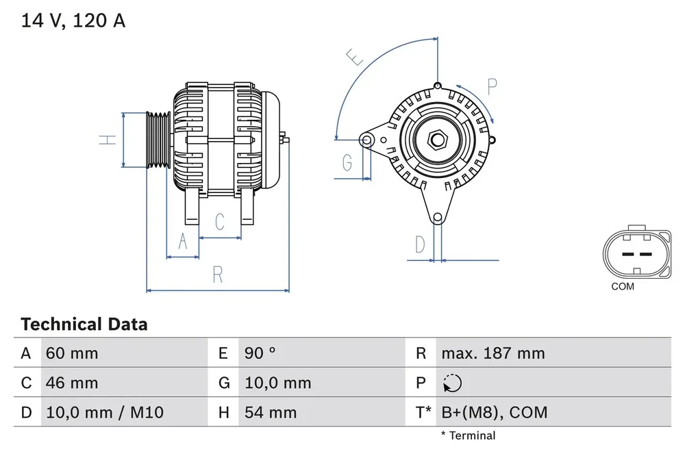 BO 0986080350 Alternátor BOSCH-výměnný díl