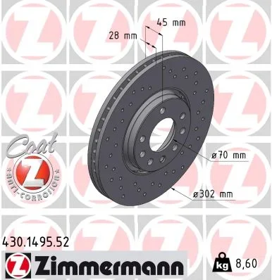 Brzdový kotouč ZIMMERMANN 430.1495.52