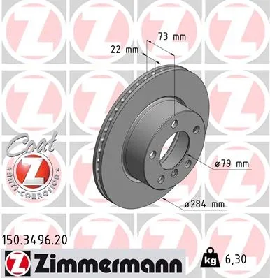 Brzdový kotouč ZIMMERMANN 150.3496.20 – OE 34116792215