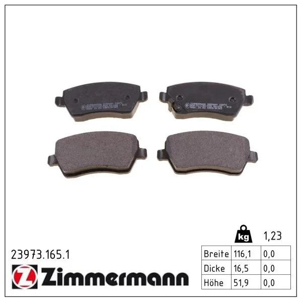 Sada brzdových destiček, kotoučová brzda ZIMMERMANN 23973.165.1
