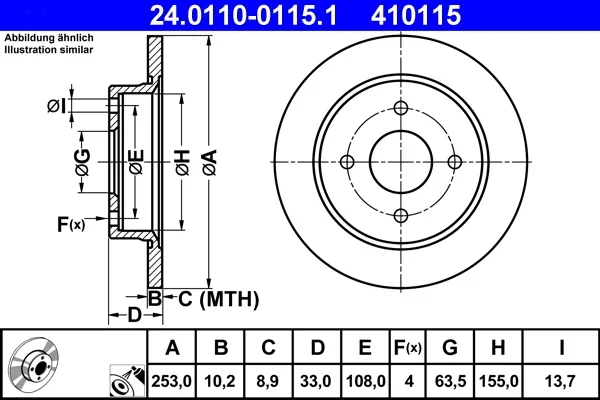 Brzdový kotouč ATE 24.0110-0115.1