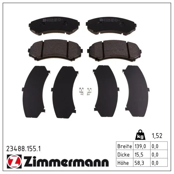 Sada brzdových destiček, kotoučová brzda ZIMMERMANN 23488.155.1