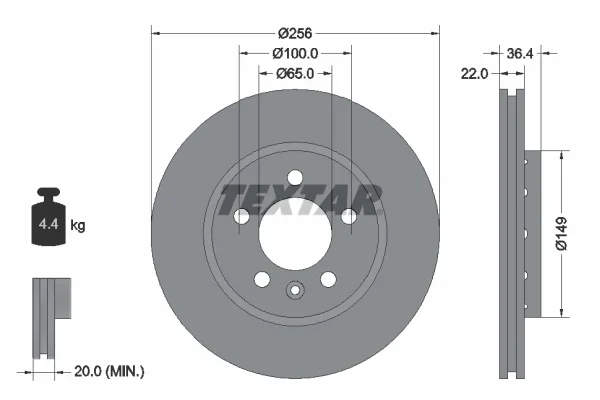 Brzdový kotouč TEXTAR 92098603