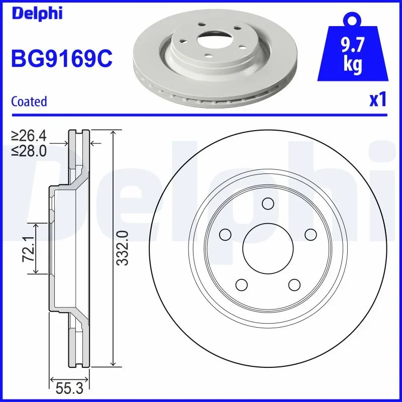 Brzdový kotouč DELPHI BG9169C – OE 68040177AA