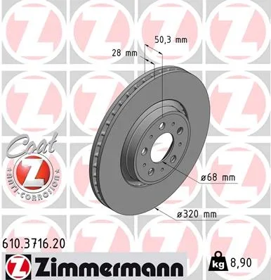 Brzdový kotouč ZIMMERMANN 610.3716.20 – OE 9475266