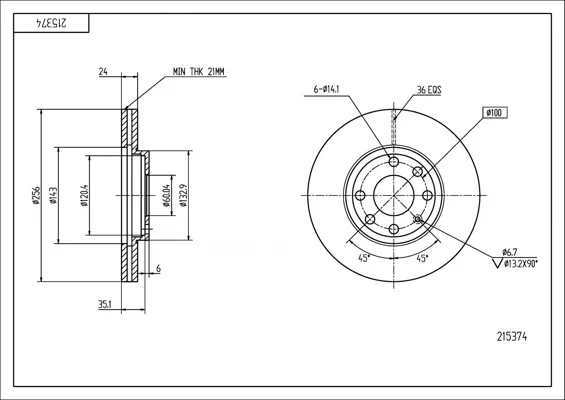 BRZ.KOTOUČ /P/ ASTRA 1.4,1.6 98- HART 215374