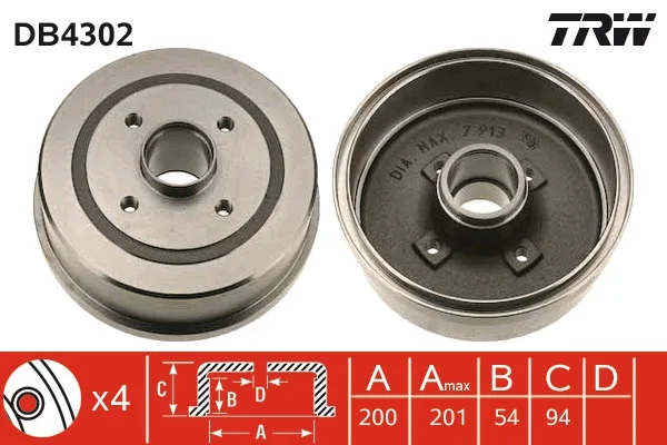 Brzdový buben TRW DB4302 Brzdový buben TRW DB4302