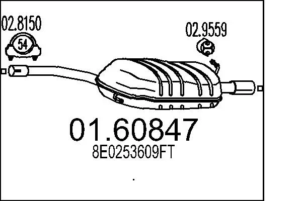 Zadni tlumic vyfuku MTS 01.60847 – OE 8E0253609FT Zadni tlumic vyfuku MTS 01.60847 – OE 8E0253609FT
