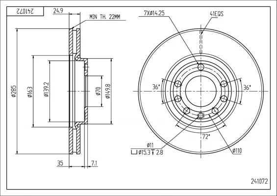 BRZ.KOTOUČ /P/VECTRA 02- /LAK/KPL HART 241072 BRZ.KOTOUČ /P/VECTRA 02- /LAK/KPL HART 241072
