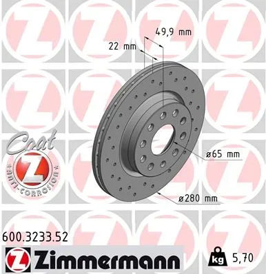 Brzdový kotouč ZIMMERMANN 600.3233.52