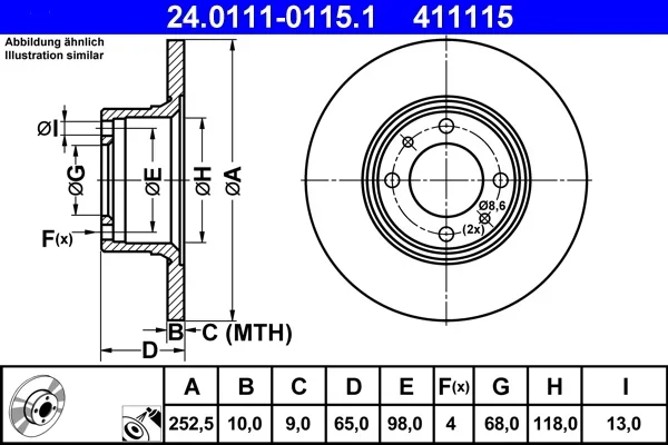 Brzdový kotouč ATE 24.0111-0115.1