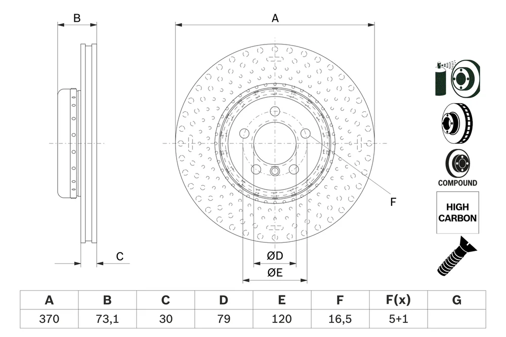Brzdový kotouč BOSCH 0986479E21 – OE 34106797606