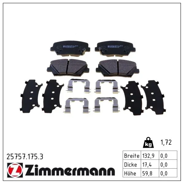 Sada brzdových destiček, kotoučová brzda ZIMMERMANN 25757.175.3