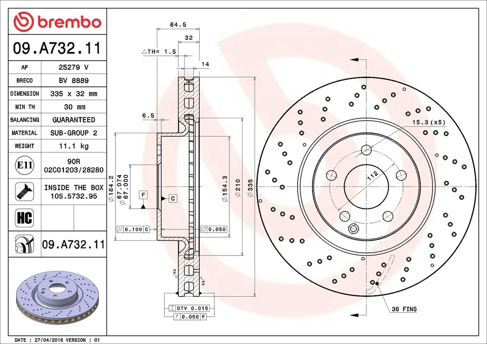 Brzdový kotouč BREMBO 09.A732.11