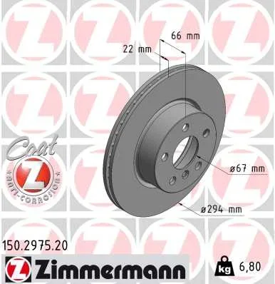 Brzdový kotouč ZIMMERMANN 150.2975.20 – OE 34106877211