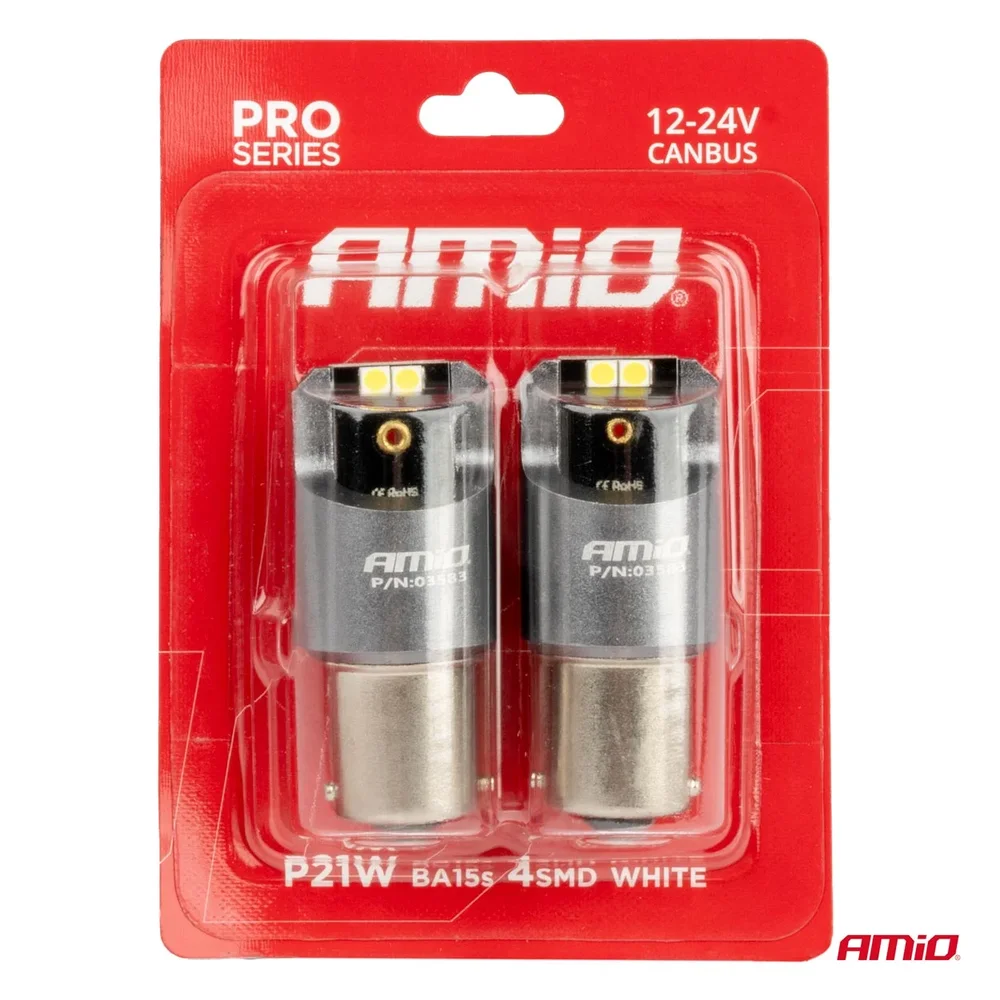 LED CANBUS PRO series BA15S P21W 4x3030 SMD White 12/24V AMIO-03583 - Obrázek 4