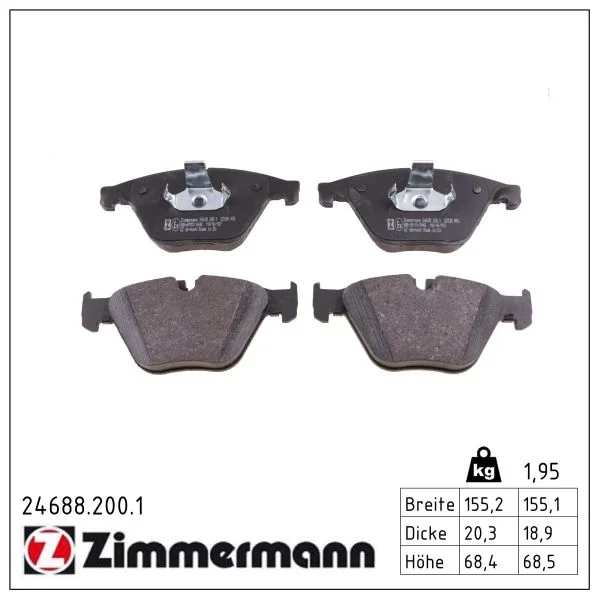Sada brzdových destiček, kotoučová brzda ZIMMERMANN 24688.200.1