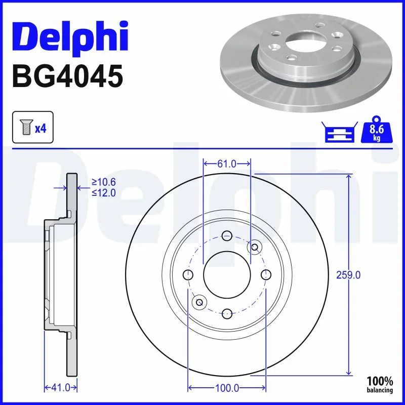 Brzdový kotouč DELPHI BG4045
