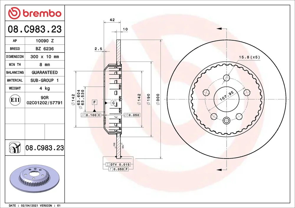 Brzdový kotouč BREMBO 08.C983.23