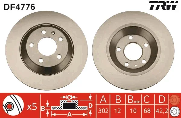 Brzdový kotouč TRW DF4776 – OE 4F0615601G