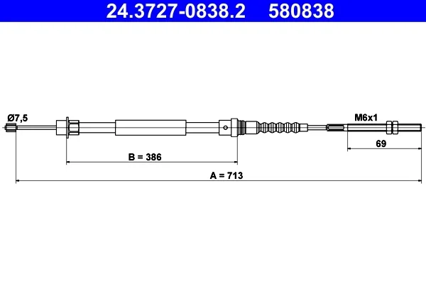 Tazne lanko, parkovaci brzda ATE 24.3727-0838.2 – OE 4745P9