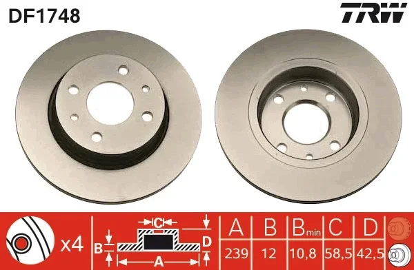 Brzdový kotouč TRW DF1748 – OE 21083501070