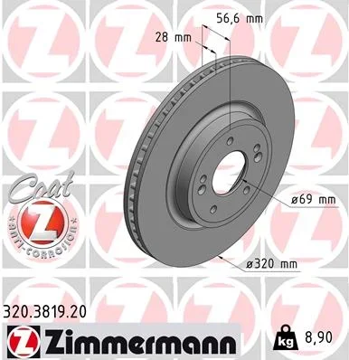 Brzdový kotouč ZIMMERMANN 320.3819.20
