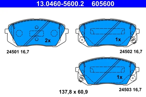Sada brzdových destiček, kotoučová brzda ATE 13.0460-5600.2