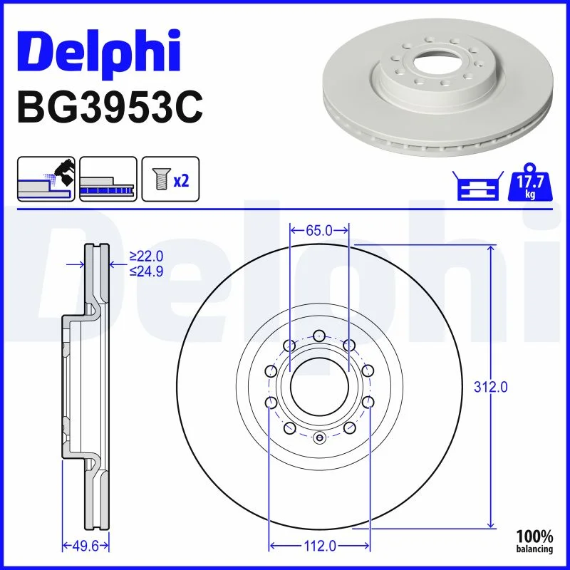 Brzdový kotouč DELPHI BG3953C