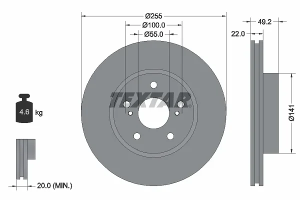 Brzdový kotouč TEXTAR 92179503 – OE 4351247030