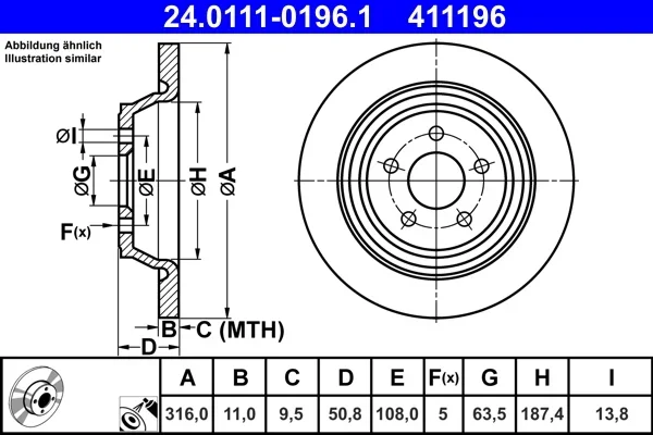 Brzdový kotouč ATE 24.0111-0196.1