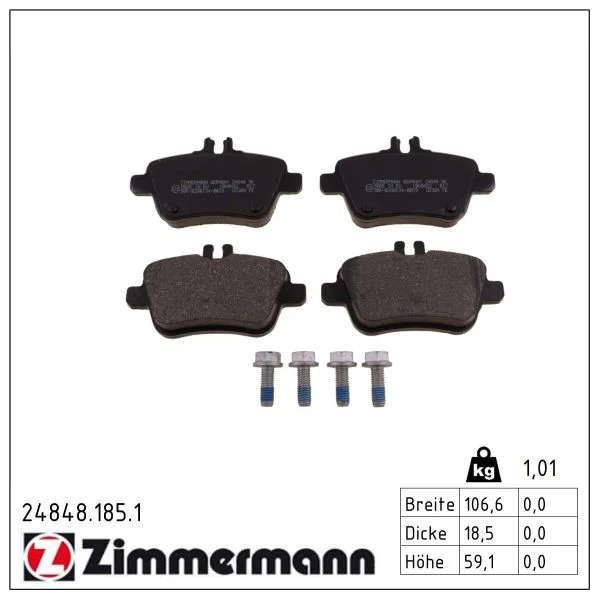 Sada brzdových destiček, kotoučová brzda ZIMMERMANN 24848.185.1