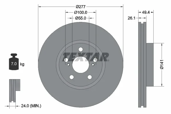 Brzdový kotouč TEXTAR 92135503 – OE 4351205040