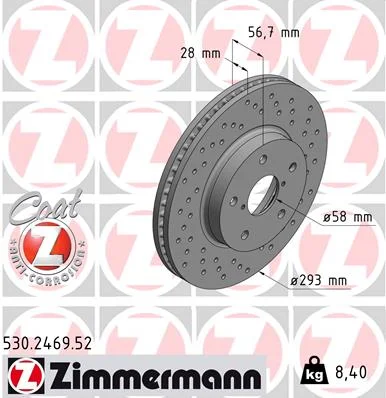 Brzdový kotouč ZIMMERMANN 530.2469.52 – OE 26300-AL000