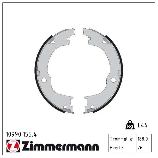 Sada brzdových čelistí, parkovací brzda ZIMMERMANN 10990.155.4