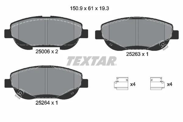 Sada brzdových destiček, kotoučová brzda TEXTAR 2500601