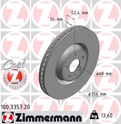 Brzdový kotouč ZIMMERMANN 100.3357.20