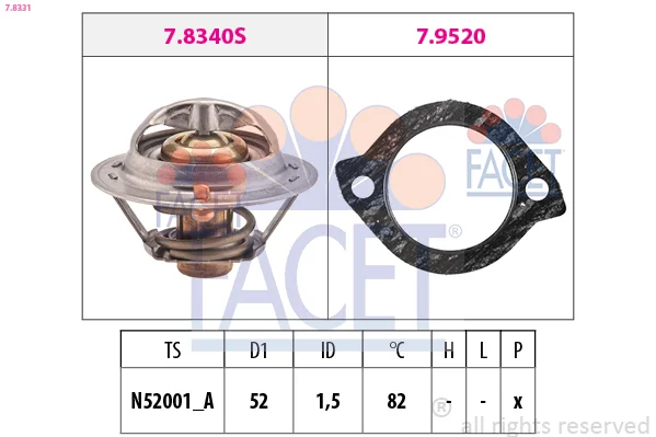 Termostat, chladivo FACET 7.8331 Termostat, chladivo FACET 7.8331