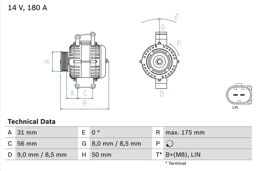 BO 0986048450 Alternátor BOSCH-výměnný díl