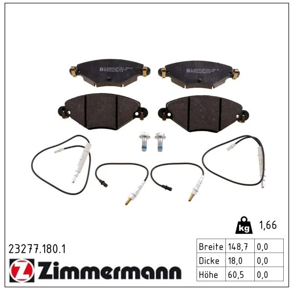 Sada brzdových destiček, kotoučová brzda ZIMMERMANN 23277.180.1