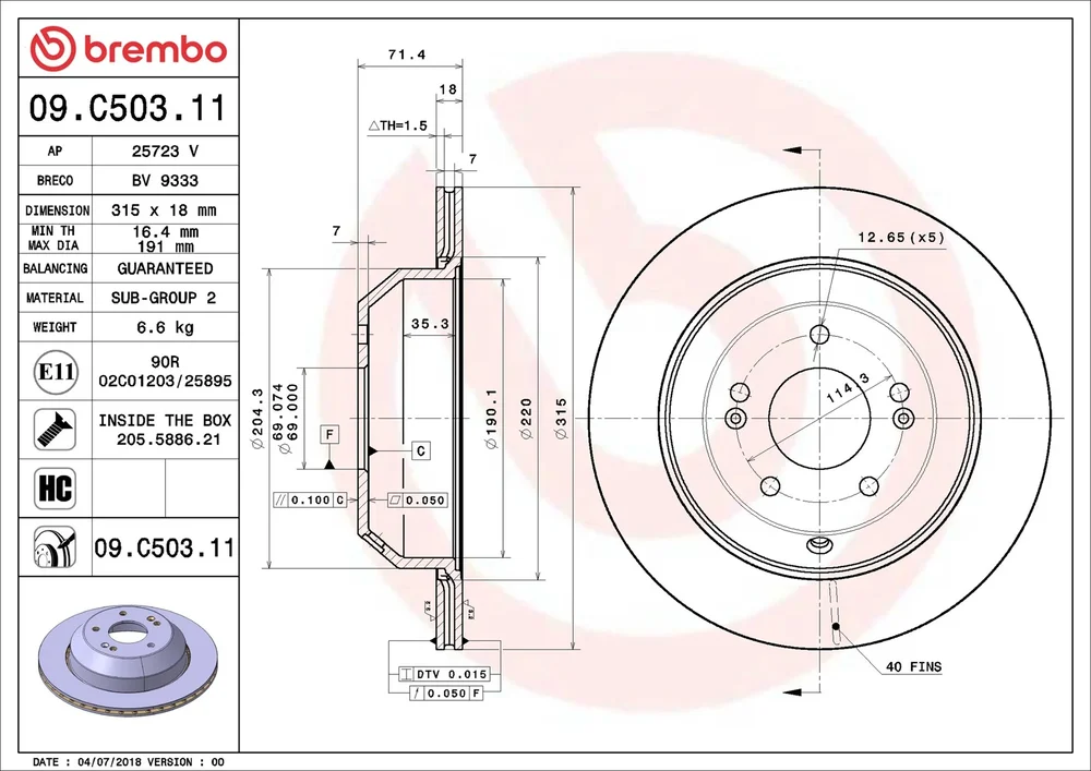 Brzdový kotouč BREMBO 09.C503.11