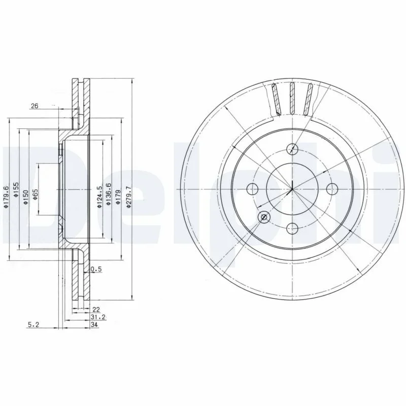 Brzdový kotouč DELPHI BG2712 – OE 535615301